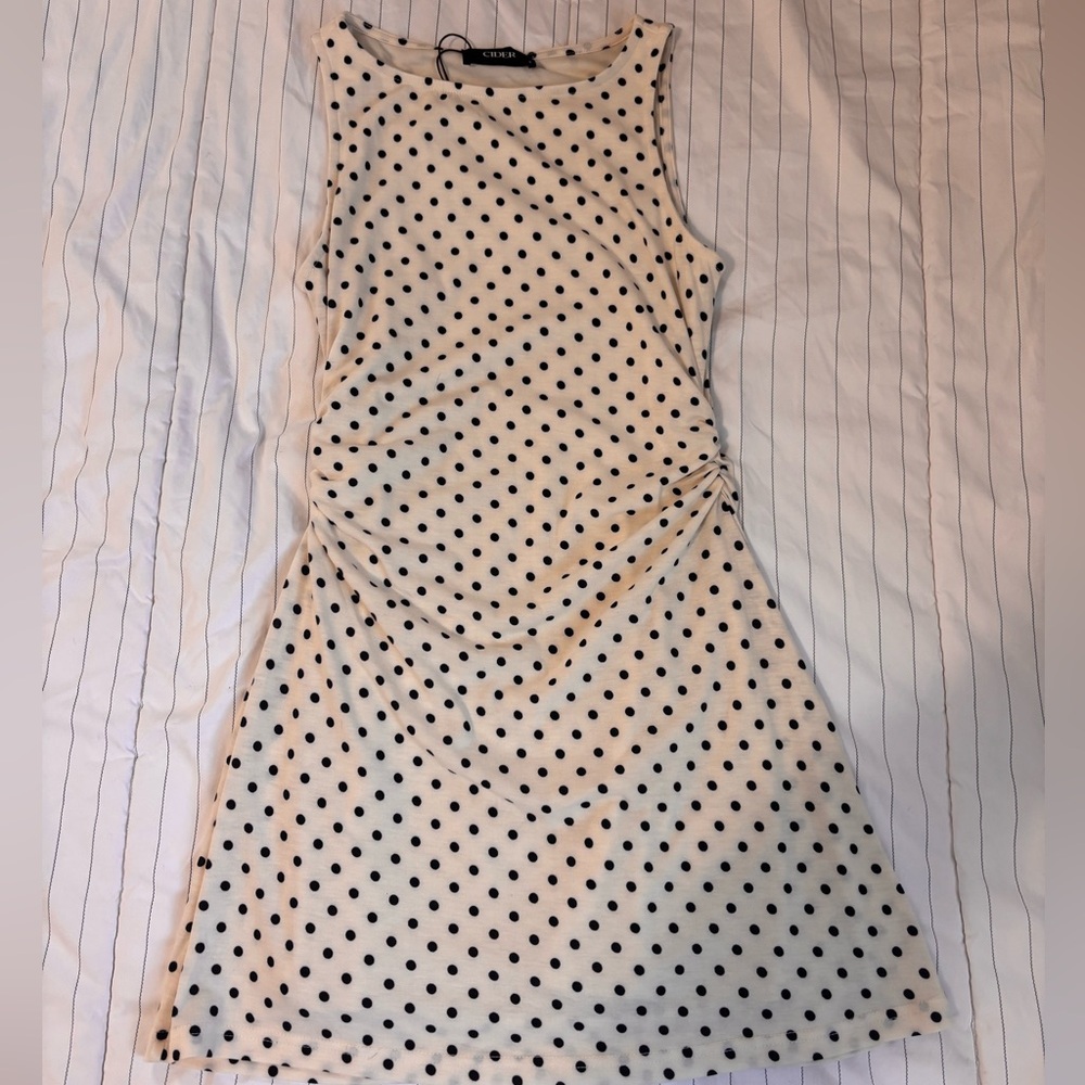 Cider Cream and Black Polka Dot Midi Dress